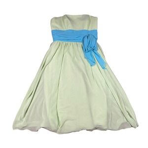 US 2 Alfred Angelo Strapless Green Blue Formal Dress y2k Gown Bridesmaid Prom